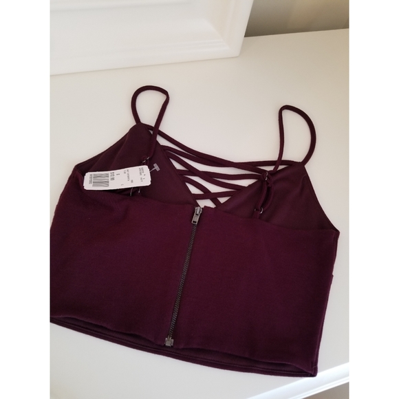 NWT criss cross crop top, plum, small - Picture 3 of 4
